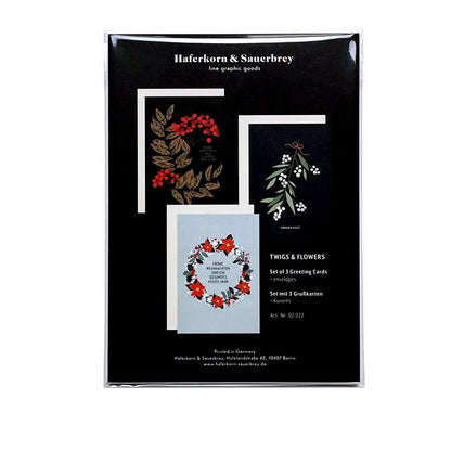 3er Set an Weihnachtskarten "Misteln und Blumen" - Vandeley