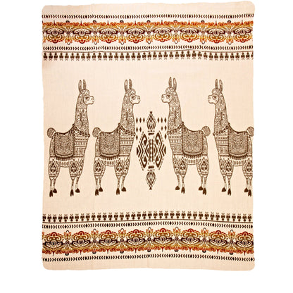 Authentische Decke aus Alpaka Wolle mit Lama-Motiv - 195 x 235 cm - Vandeley