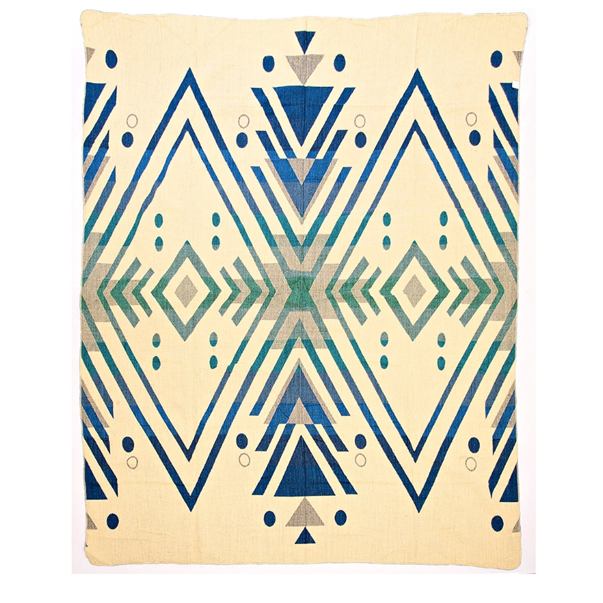 Authentische Imbabura Decke aus Alpaka Wolle - 195 x 235 cm - Blau und Weiß - Vandeley