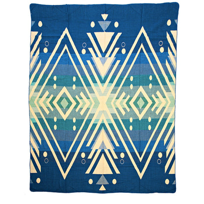 Authentische Imbabura Decke aus Alpaka Wolle - 195 x 235 cm - Blau und Weiß - Vandeley