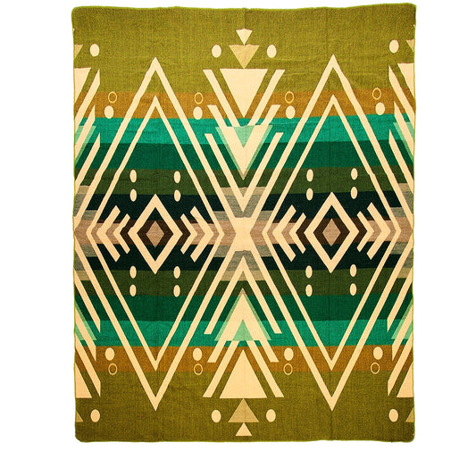 Authentische Imbabura Decke aus grüner Alpaka Wolle - 195 x 235 cm - Vandeley