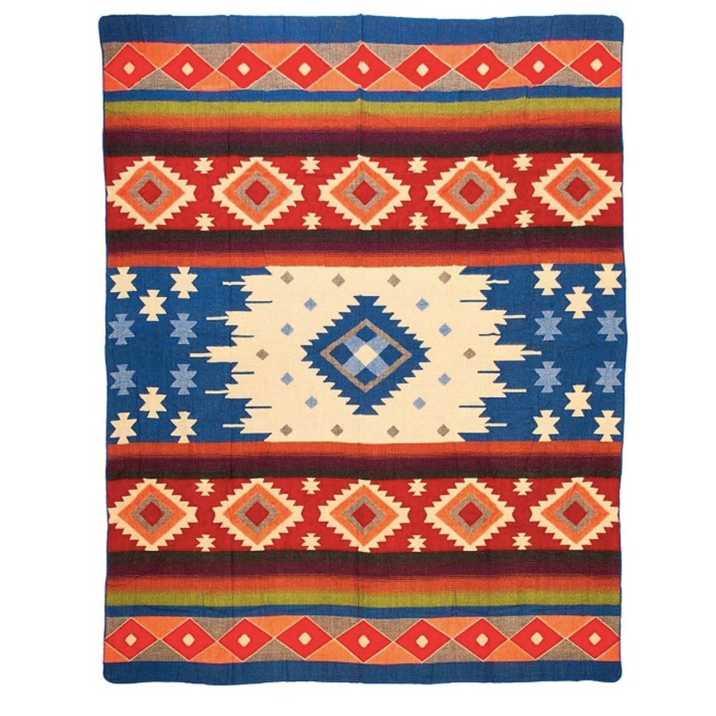 Authentische Quilotoa Decke aus blauer Alpaka Wolle - 195 x 235 cm - Vandeley