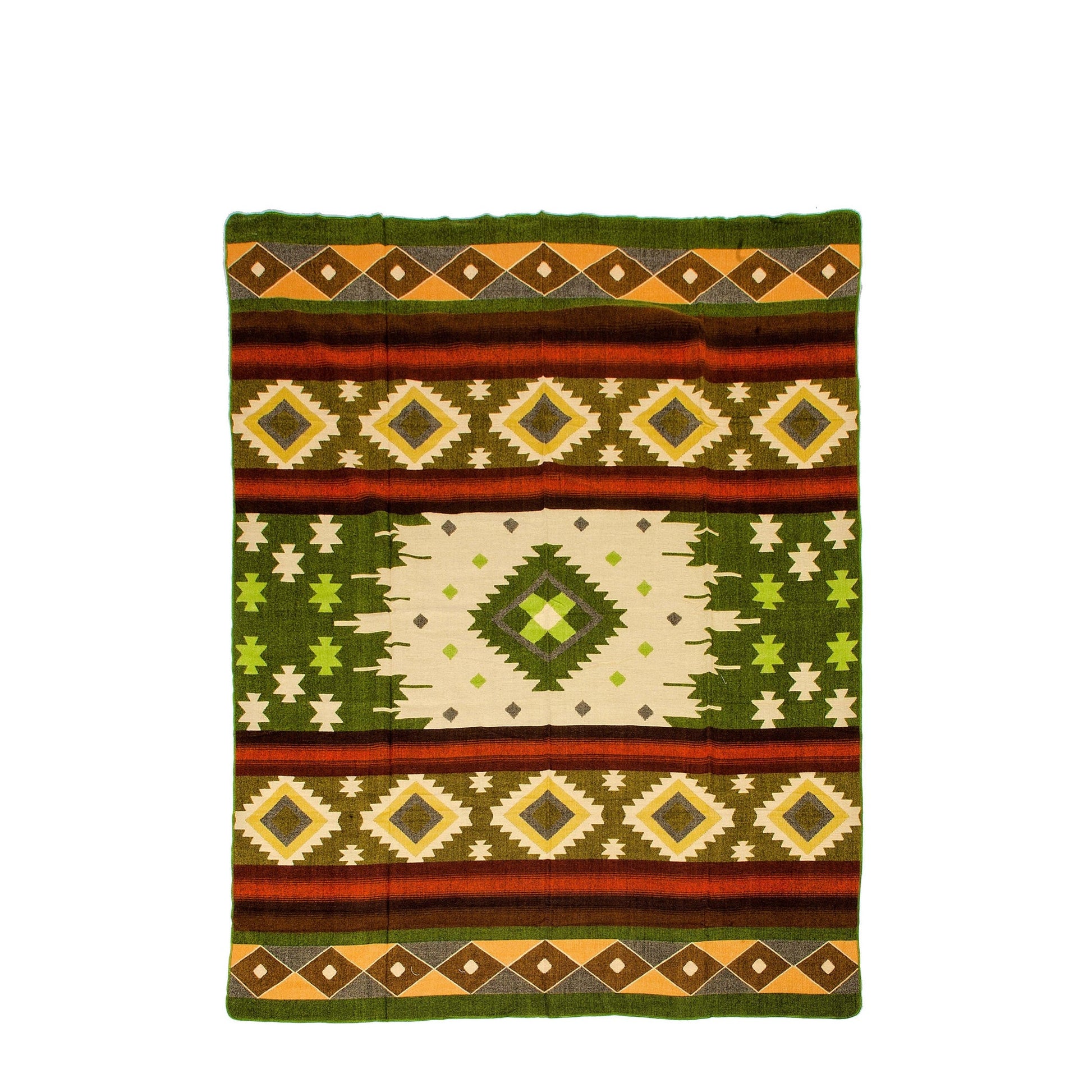 Authentische Quilotoa Decke aus grüner Alpaka Wolle - 110 x 205 cm - Vandeley