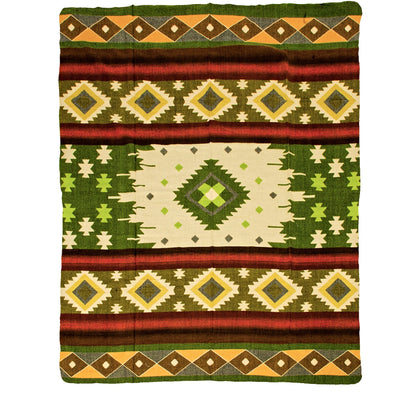 Authentische Quilotoa Decke aus grüner Alpaka Wolle - 195 x 235 cm - Vandeley