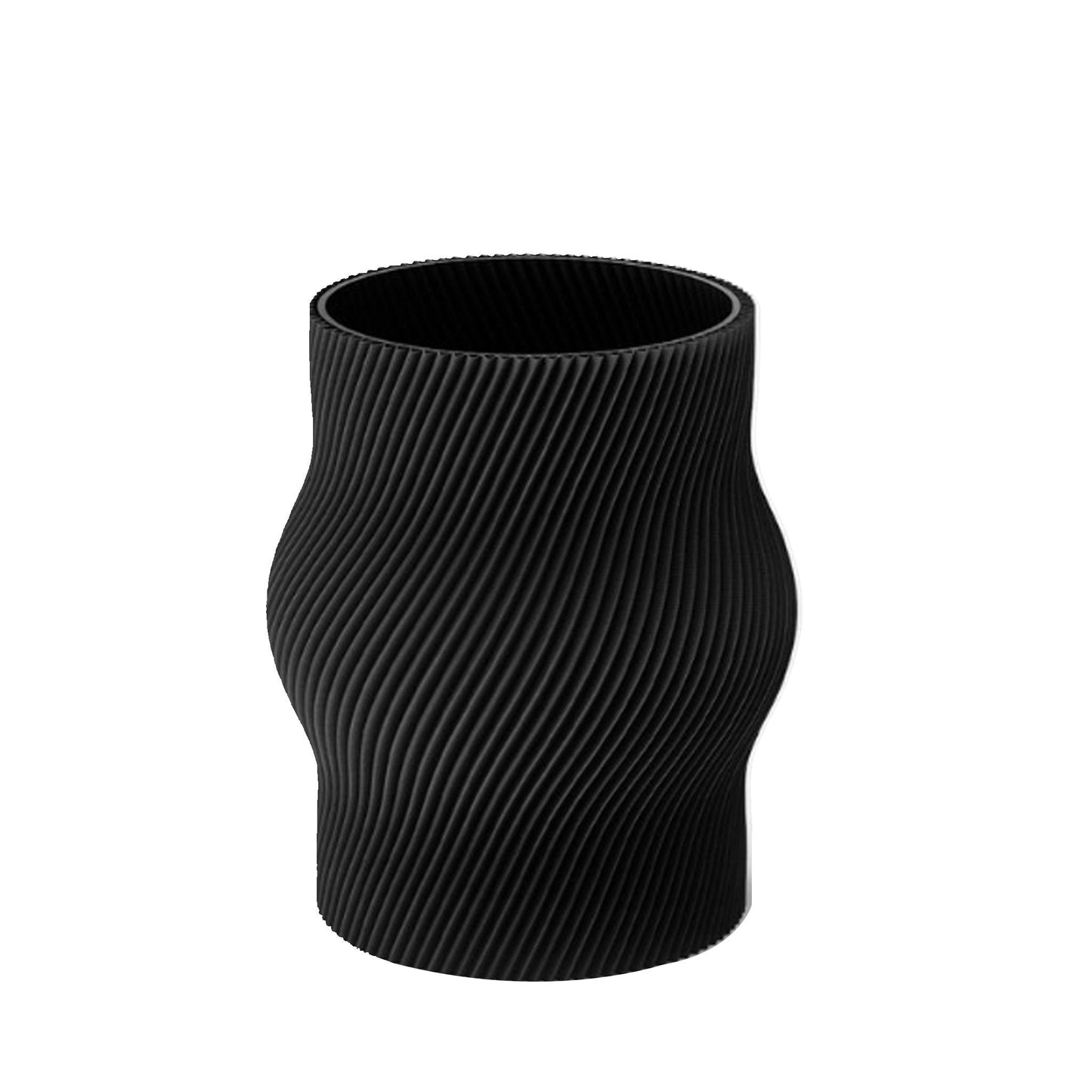Bauchige 3D gedruckte Vase - Mitternachts-Schwarz - Vandeley
