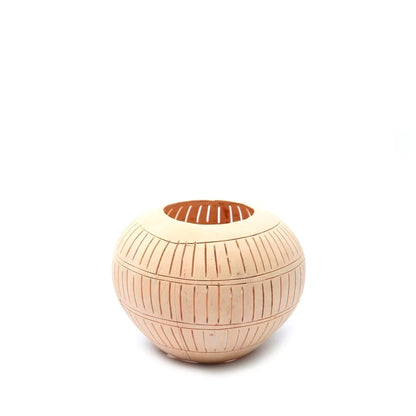 Gestreifter Teelichthalter aus Kokosnuss - Vandeley