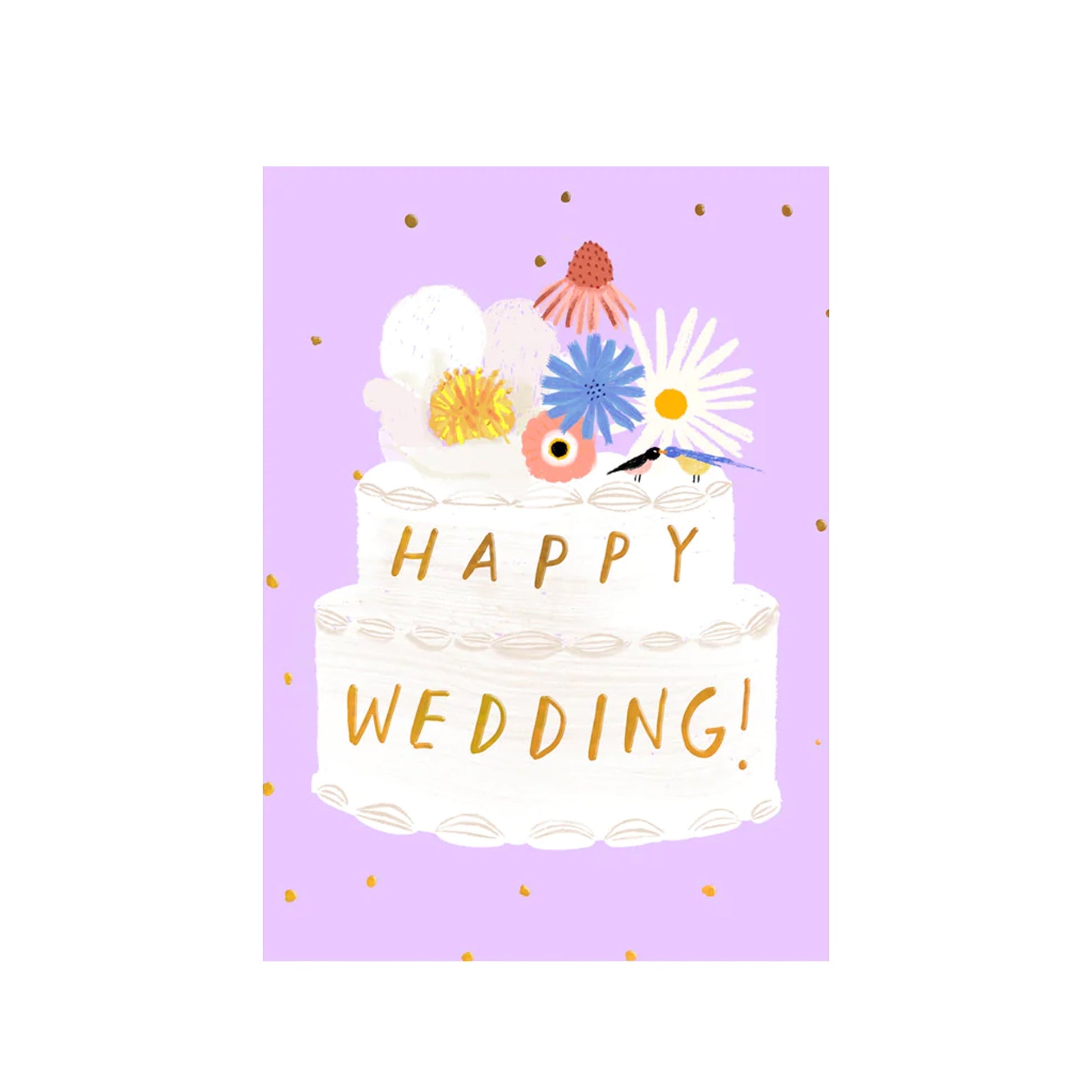 Grußkarte "Happy Wedding Blumen und Hochzeitskuchen" - Vandeley