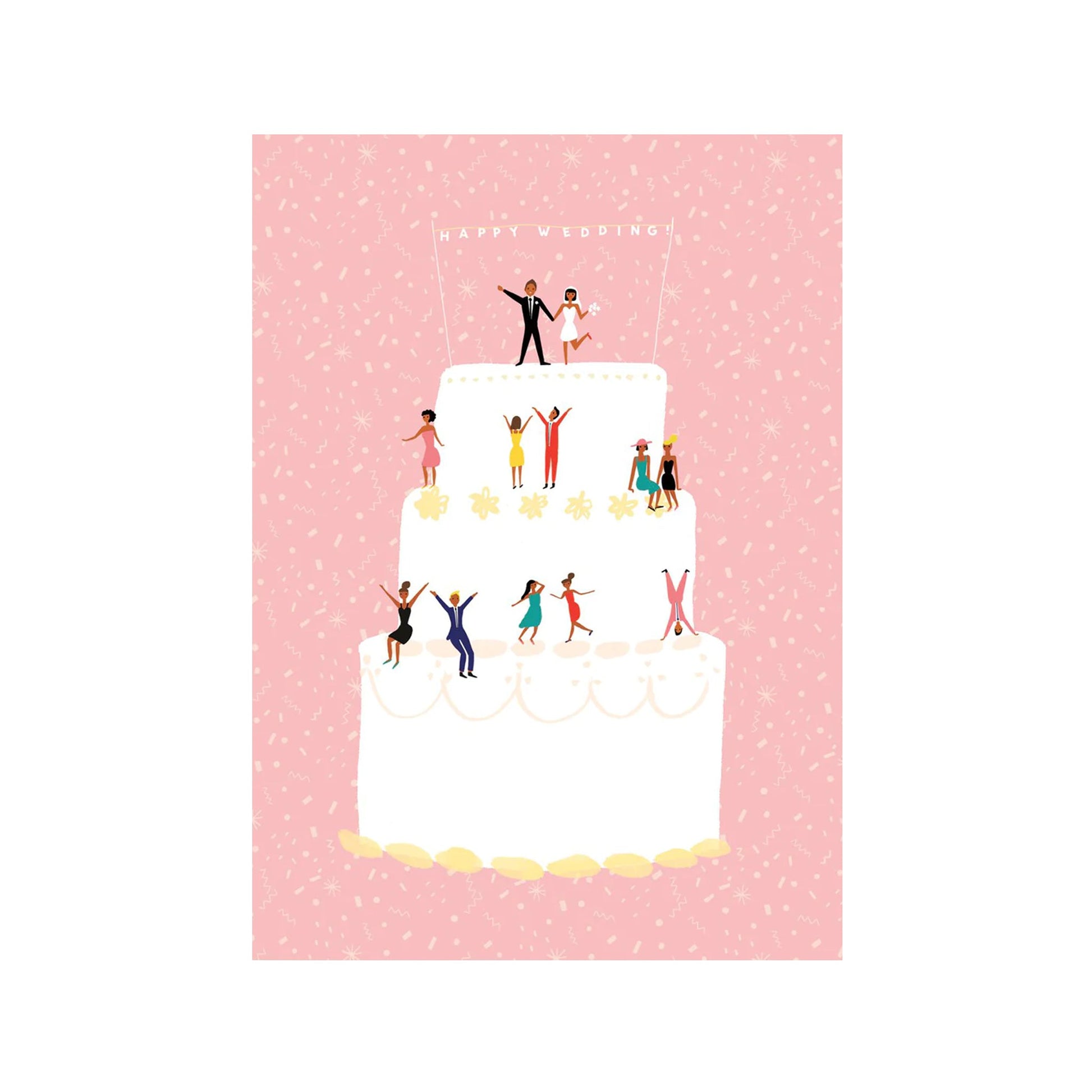 Grußkarte "Happy Wedding Hochzeitspaar auf Hochzeitskuchen" - Vandeley