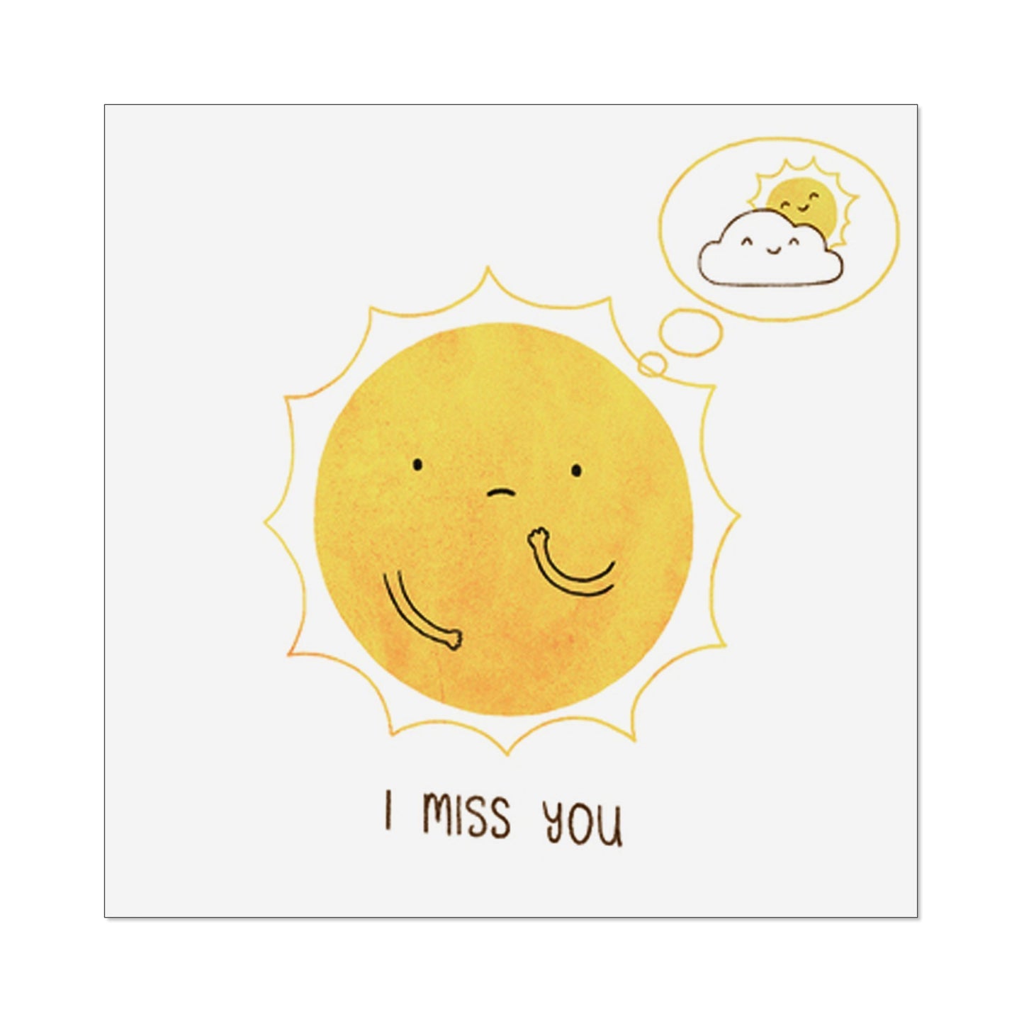 Grußkarte "I Miss You" mit Sonne und Wolken - Vandeley