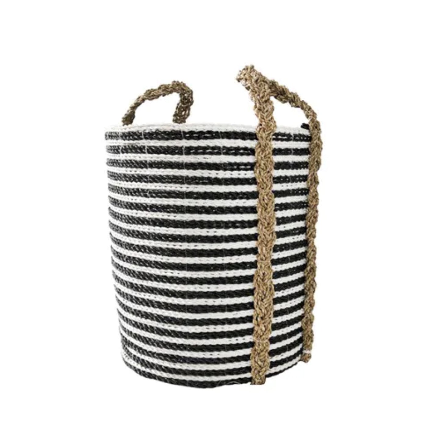 Handgefertigter Korb mit schwarz-weißen Streifen - Vandeley