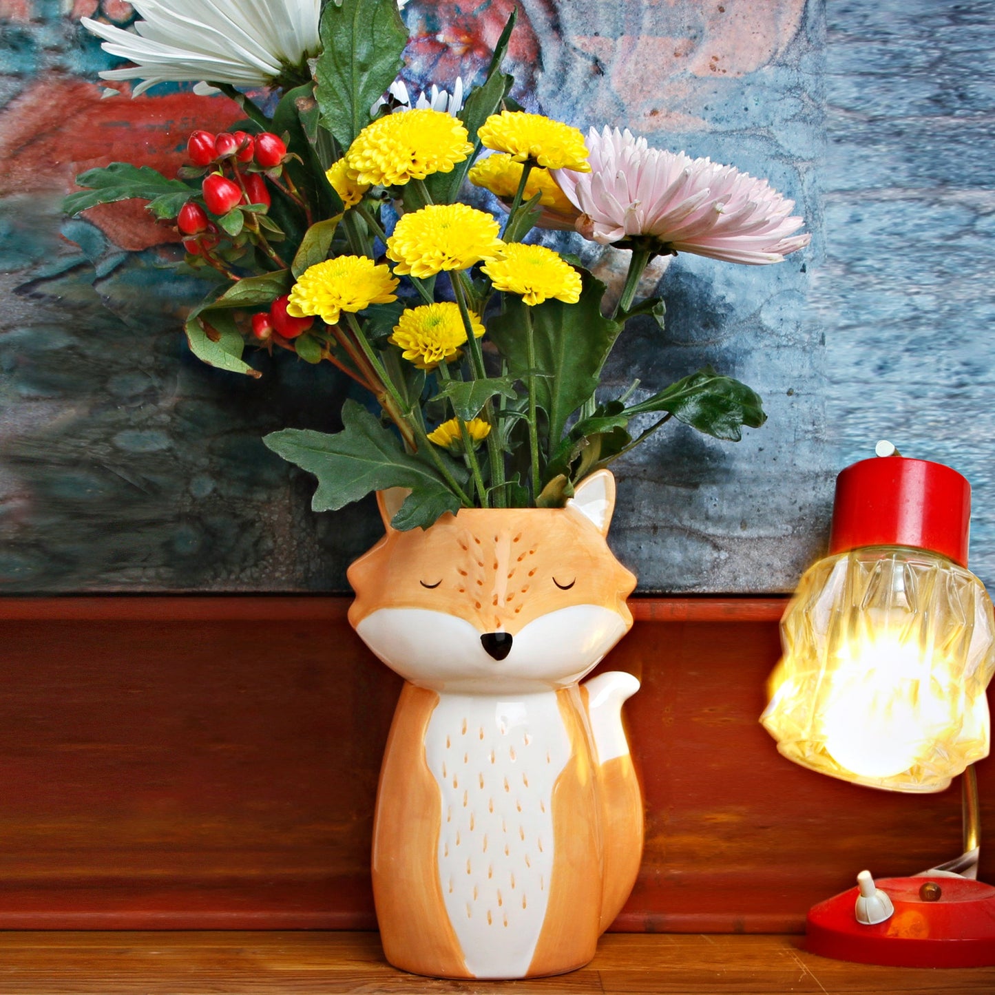 Hohe Vase mit Fuchs-Motiv - Vandeley