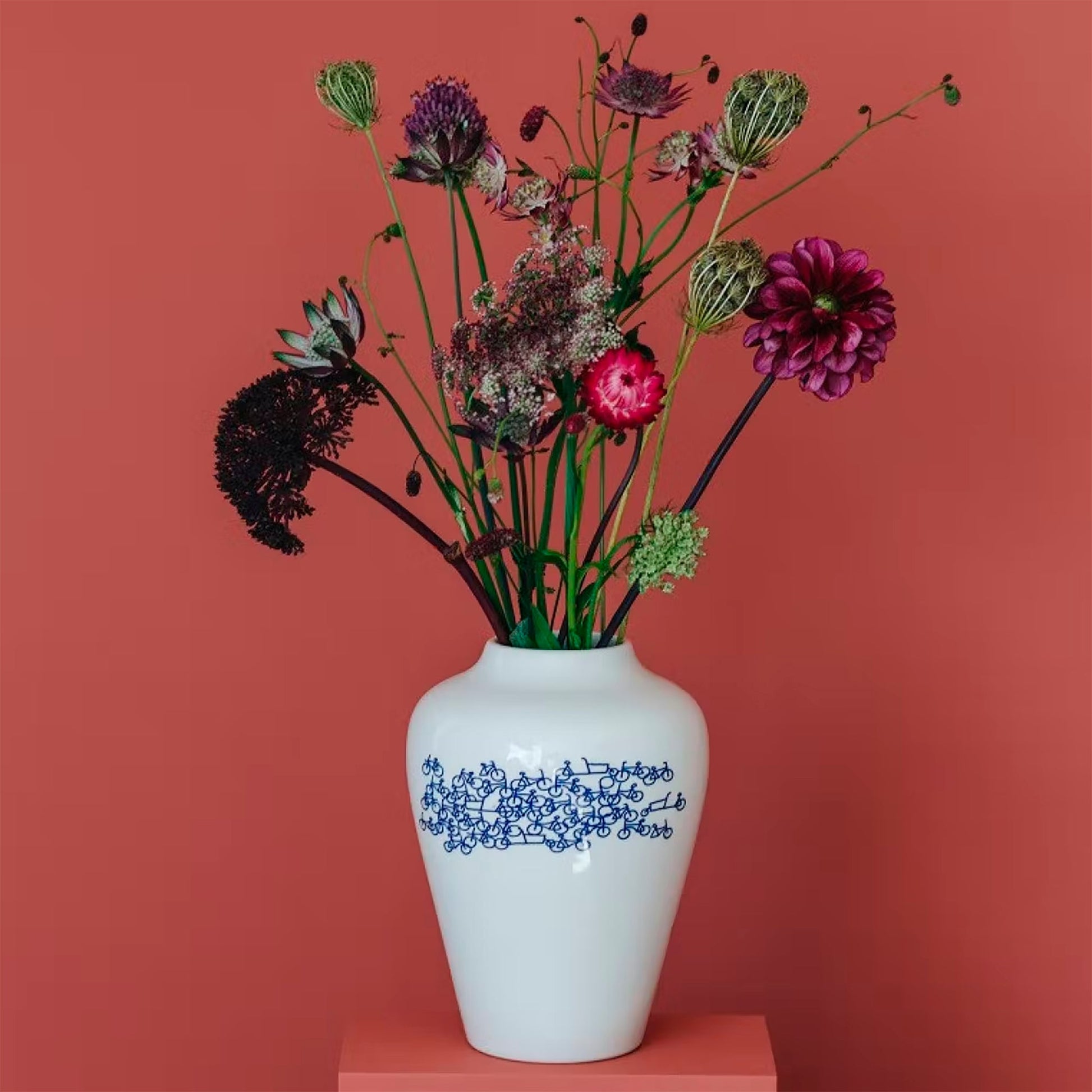 Holländische Vase mit Fahrradmuster oben bauchig - ø18 cm - Vandeley