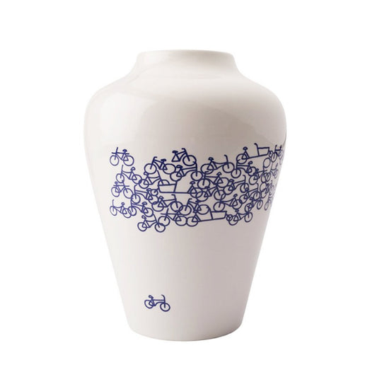 Holländische Vase mit Fahrradmuster oben bauchig - ø18 cm - Vandeley