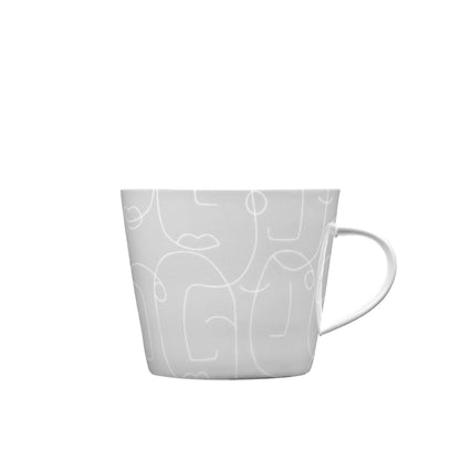 Mittelgroße Tasse mit abstraktem Weiß auf Grau Muster - 350 ml - Vandeley