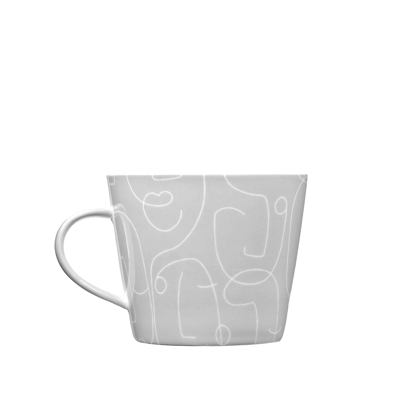 Mittelgroße Tasse mit abstraktem Weiß auf Grau Muster - 350 ml