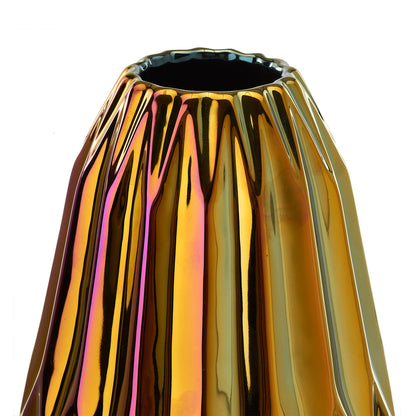 Ovale Vase mit schimmernder Ölfilm-Optik - 33 cm hoch - Vandeley