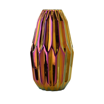 Ovale Vase mit schimmernder Ölfilm-Optik - 33 cm hoch