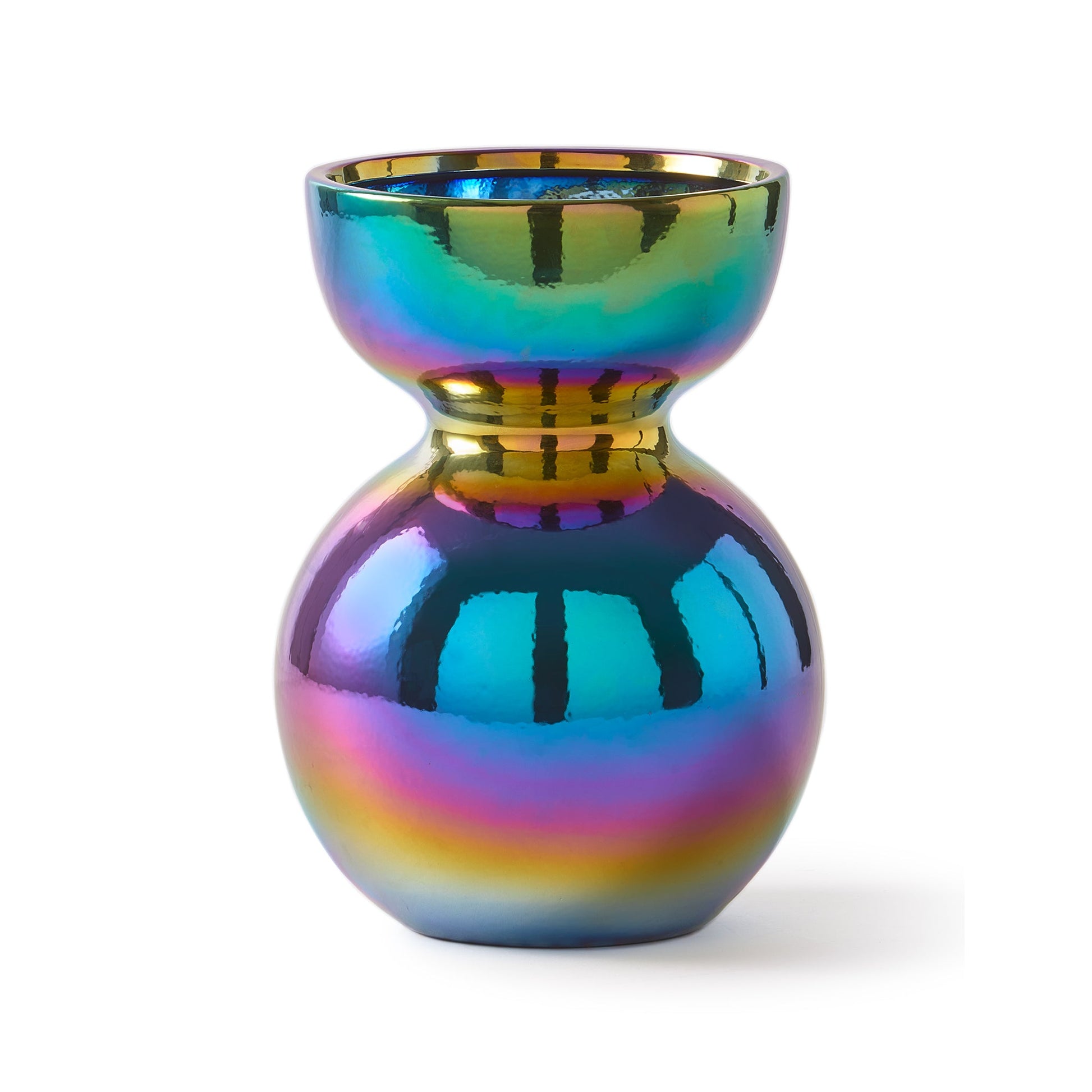 Runde Vase mit schimmernder Ölfilm-Optik - 32 cm hoch - Vandeley