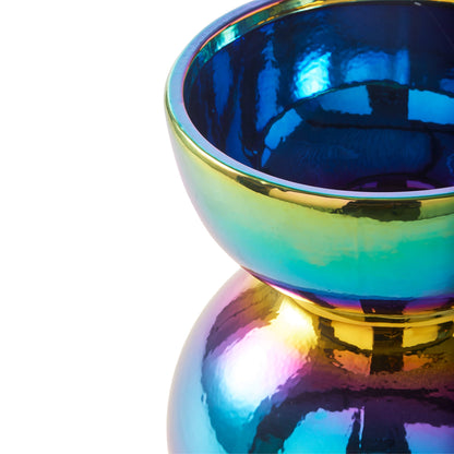 Runde Vase mit schimmernder Ölfilm-Optik - 32 cm hoch - Vandeley