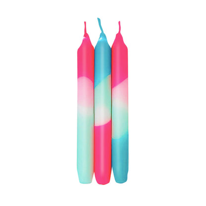 Set aus 3 Dip Dye Neon Kerzen - Peppermint Clouds - Vandeley