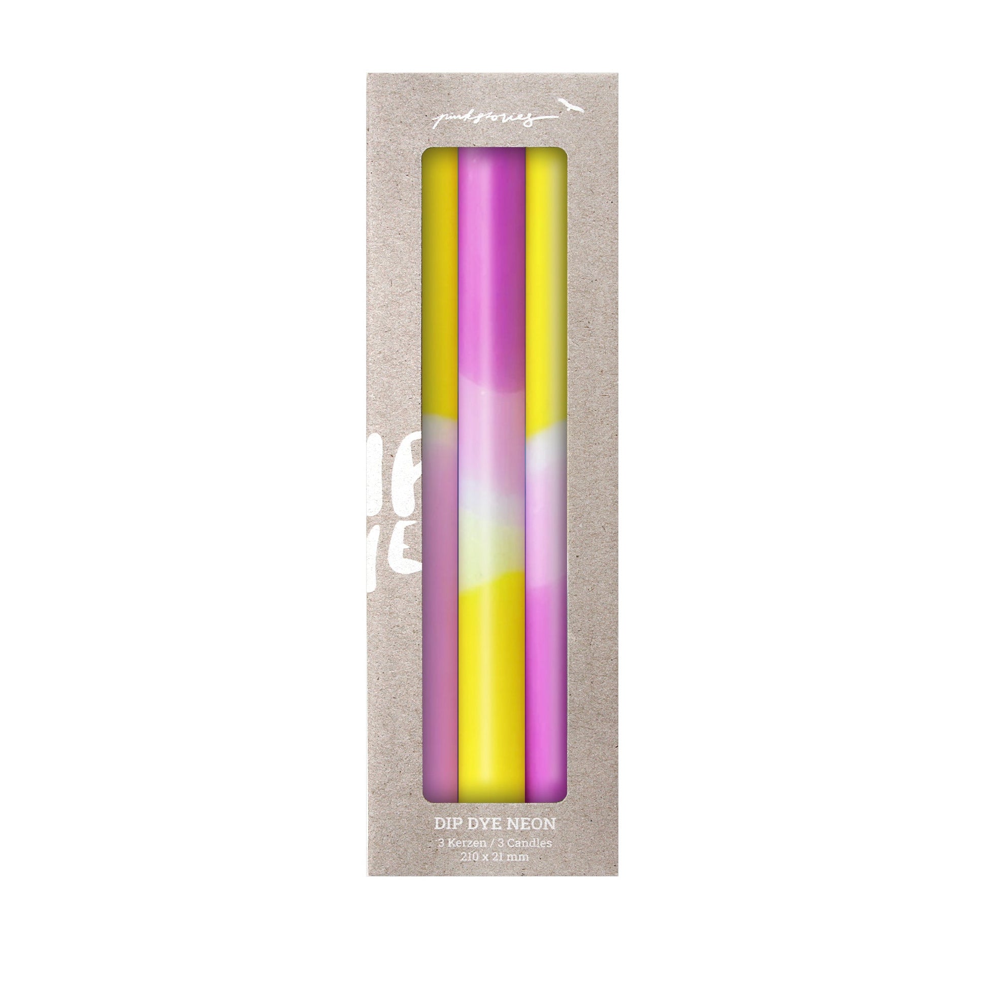 Set aus 3 Dip Dye Neon Kerzen - Shocking Pineapple - Vandeley