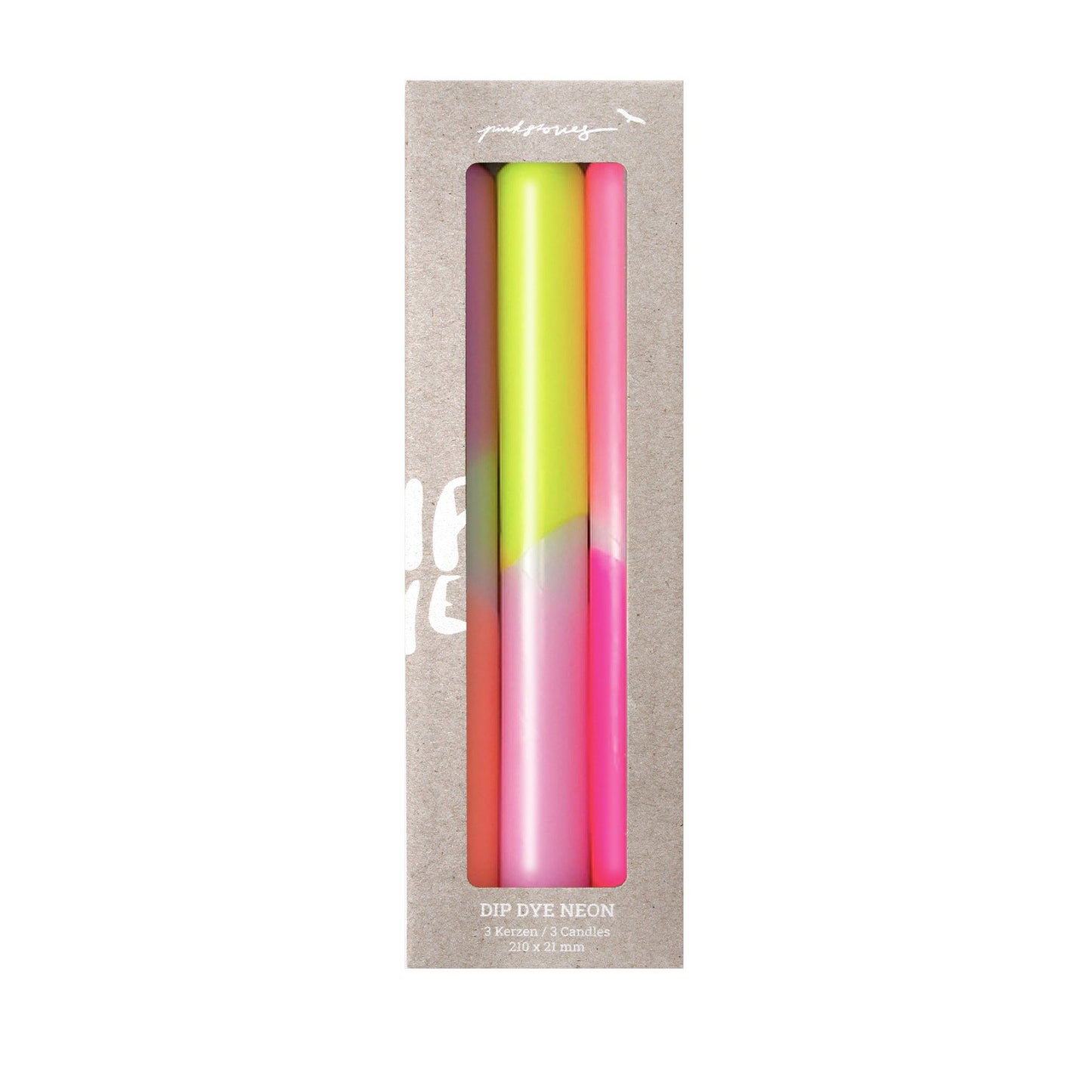 Set aus 3 Dip Dye Neon Kerzen - Summer Breeze - Vandeley
