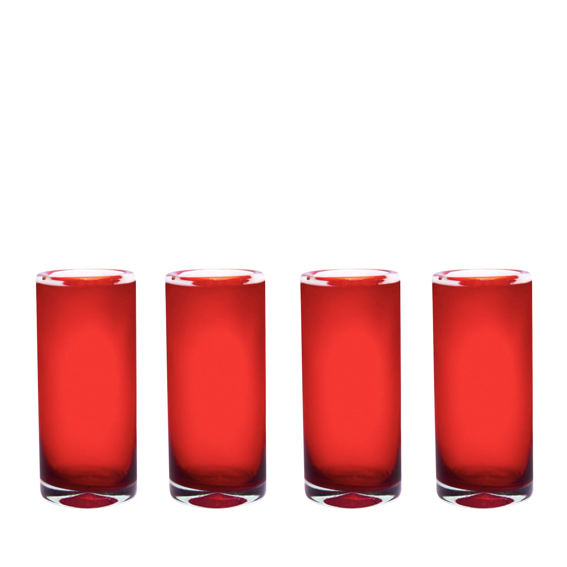 Set aus 4 Wasser- oder Longdrinkgläsern in rotem Glas - Vandeley