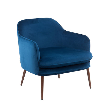 Stilvoller und gemütlicher Sessel mit Samtbezug - Blau - Vandeley